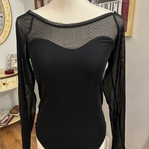 Abercrombie and Fitch Black Lace Long Sleeve Body Suit